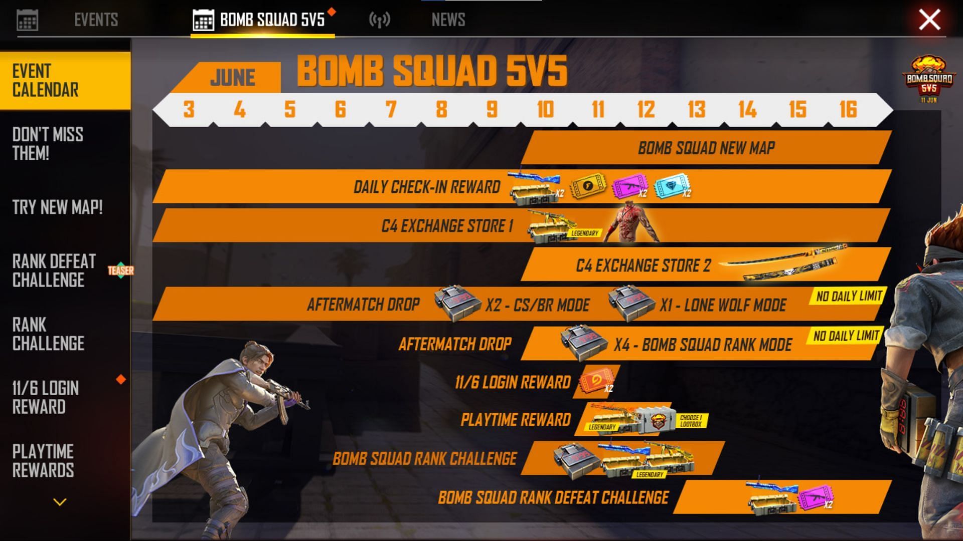 Click on the 11/6 Login Reward option (Image via Garena)